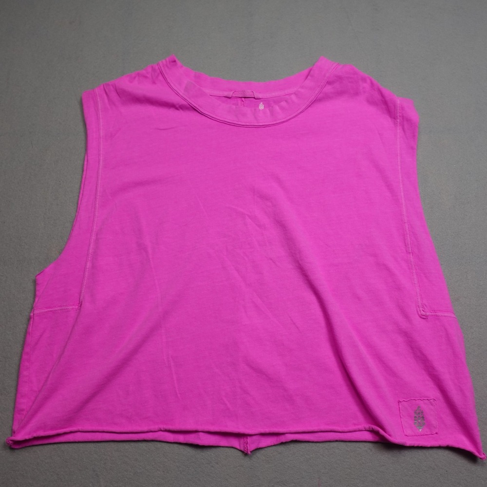 Free People FP Movement Tank Top Womens Large Pink Cropped Crew Neck Relaxed
